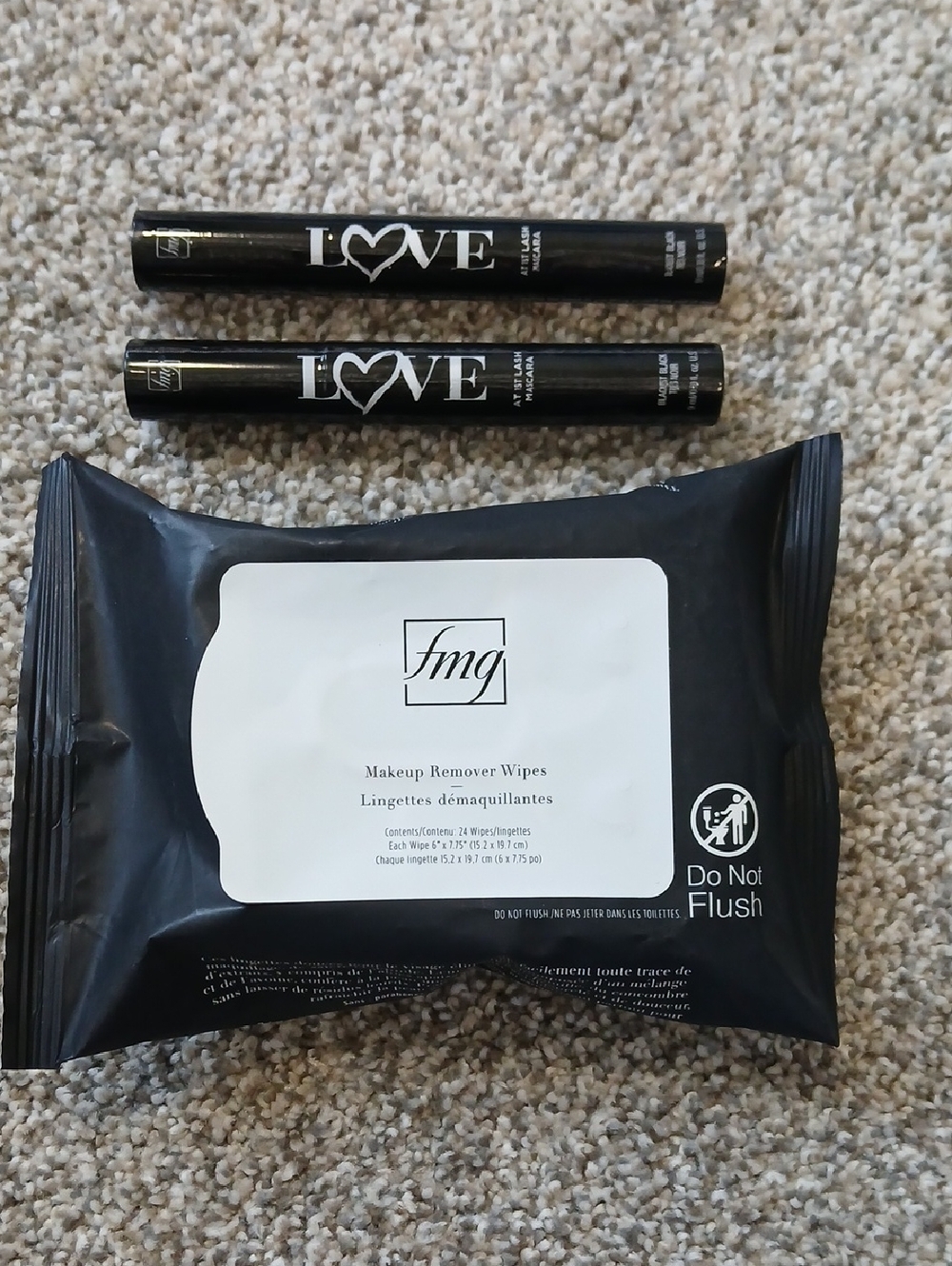 Avon♥ LOVE Black Mascara Duo with FMG Makeup Remover Wipes